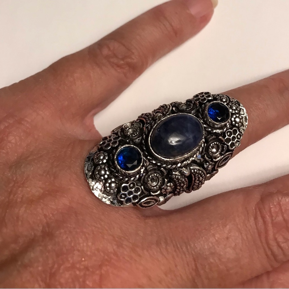 Lapis Lazuli Blue Sapphire Stamped 925 Sterling Silver Ring